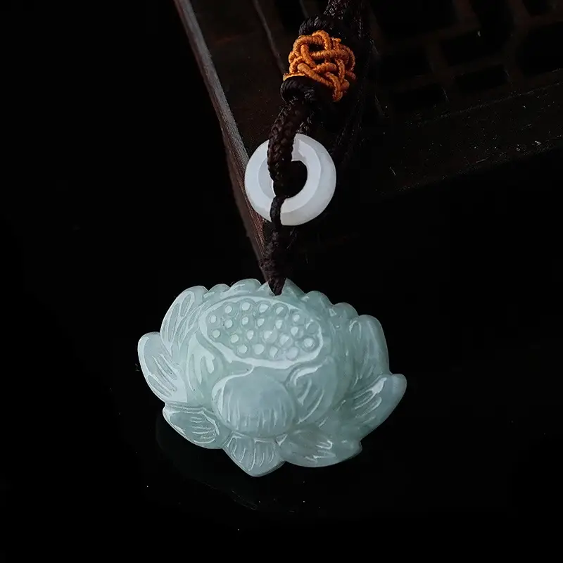 Natural A-Grade Lotus Jade Necklace Pendants - Image 2