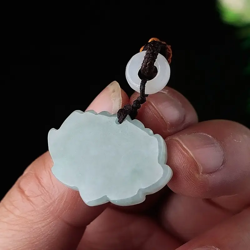 Natural A-Grade Lotus Jade Necklace Pendants - Image 3