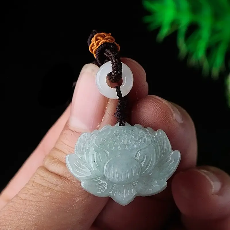 Natural A-Grade Lotus Jade Necklace Pendants - Image 4