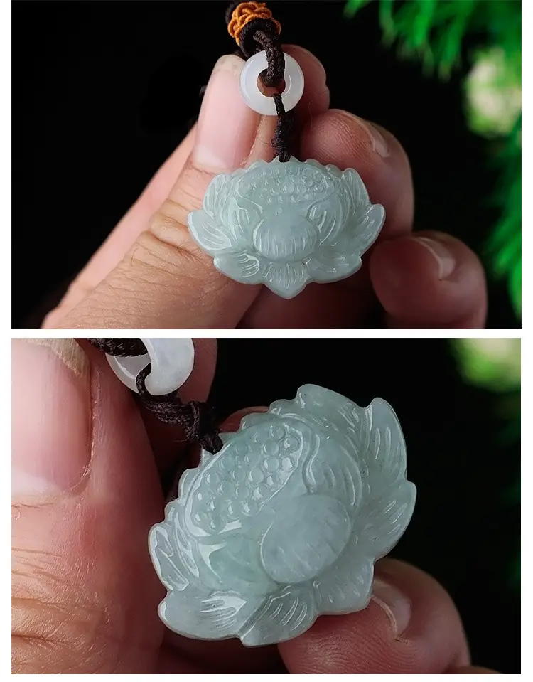 Natural A-Grade Lotus Jade Necklace Pendants — feature 6