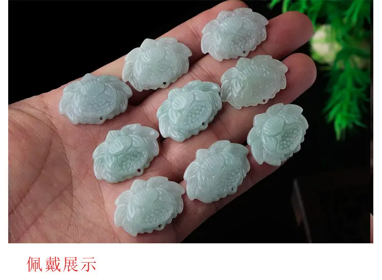Natural A-Grade Lotus Jade Necklace Pendants — feature 7