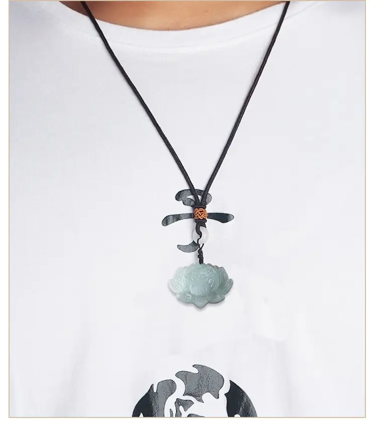 Natural A-Grade Lotus Jade Necklace Pendants — feature 8