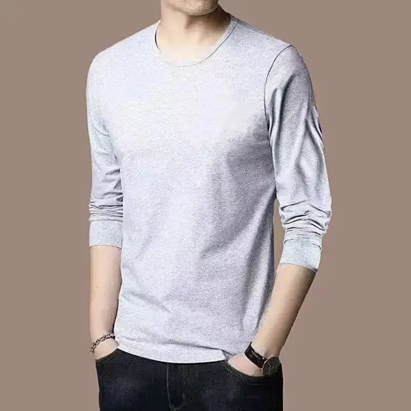 Men's Grey Long Sleeve T-Shirt Large Winter - Image 3