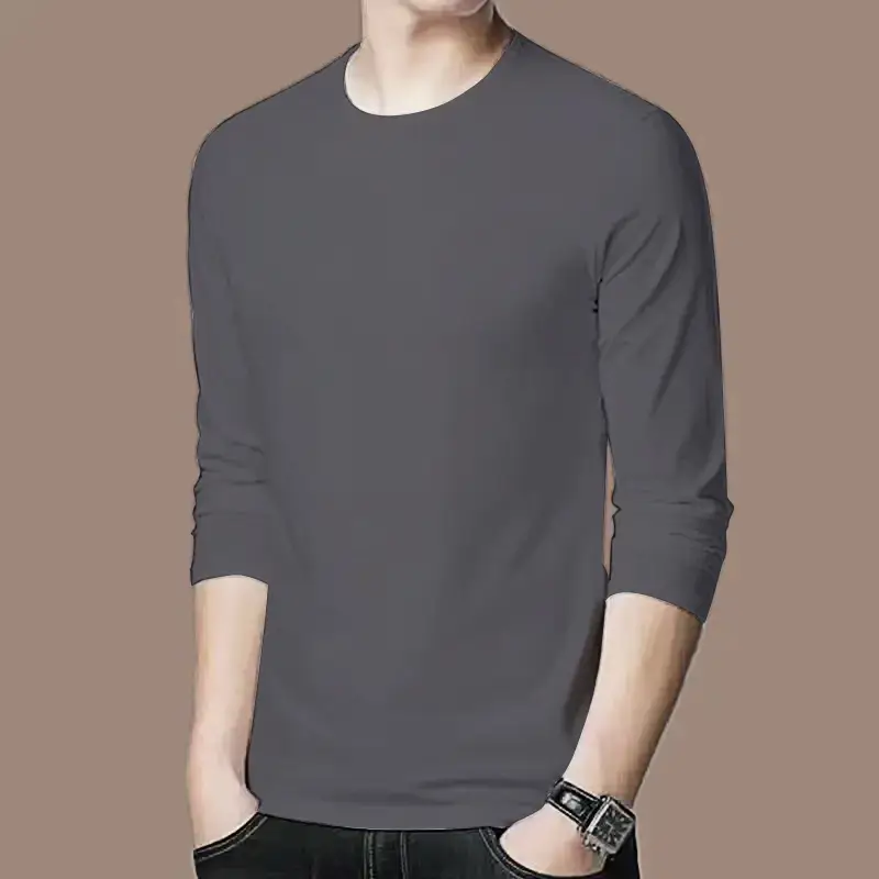 Men's Grey Long Sleeve T-Shirt Large Winter - Image 4