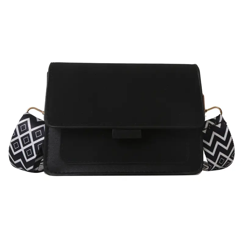 Women Retro Wide Strap Messenger Bag Black 2023 - Image 9