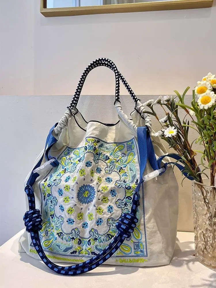 Japanese Style Embroidered Ball Chain Bag - Image 15
