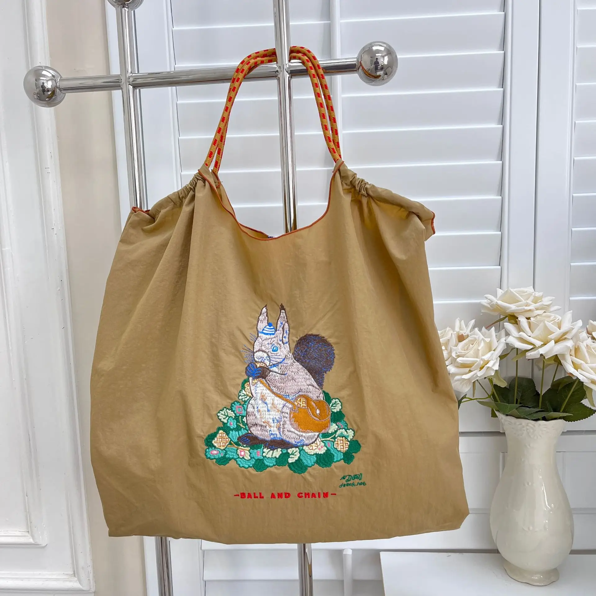 Japanese Style Embroidered Ball Chain Bag - Image 18