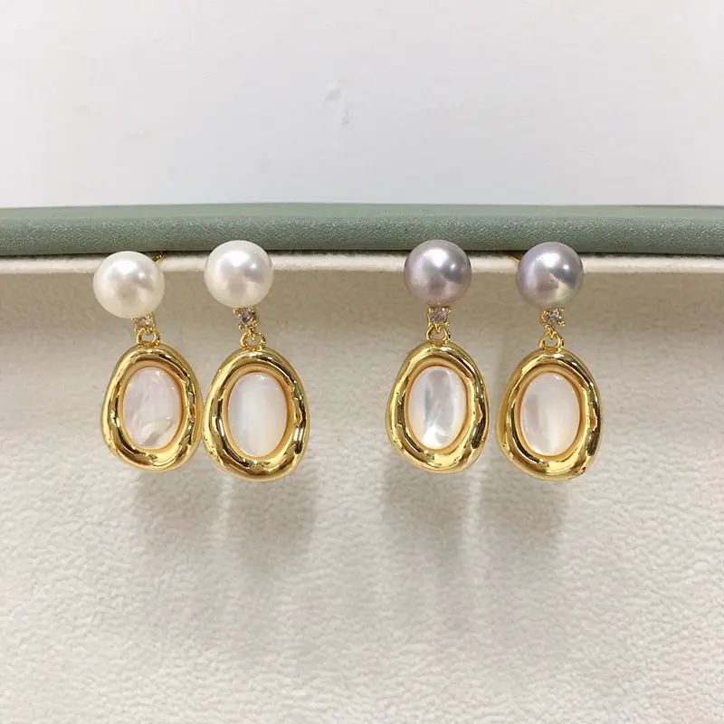 Natural Pearl Earrings for Women S925 Gold