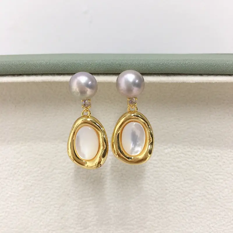 Natural Pearl Earrings for Women S925 Gold