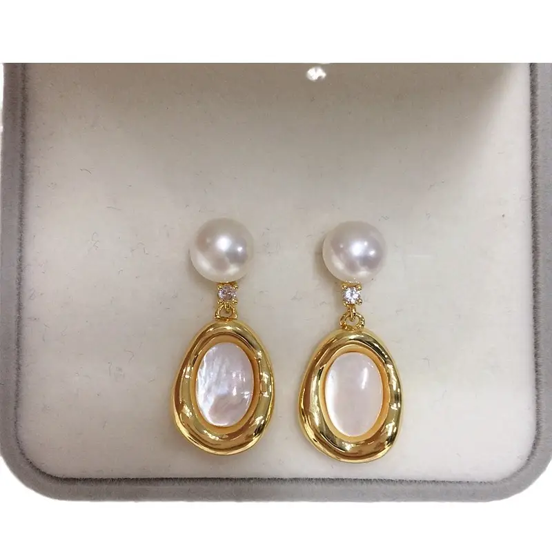 Natural Pearl Earrings for Women S925 Gold