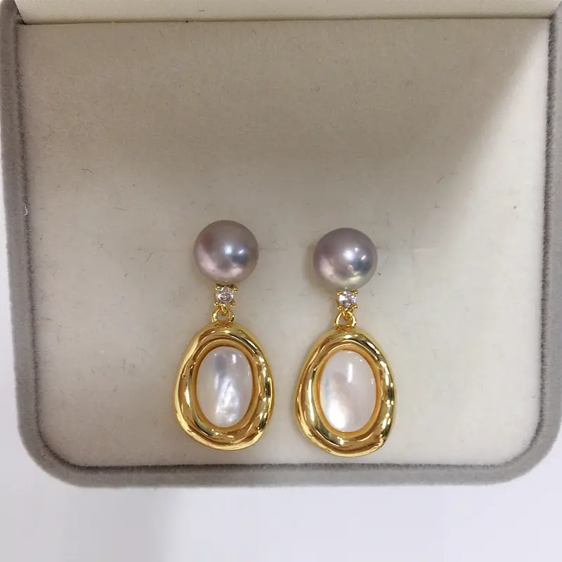 Natural Pearl Earrings for Women S925 Gold