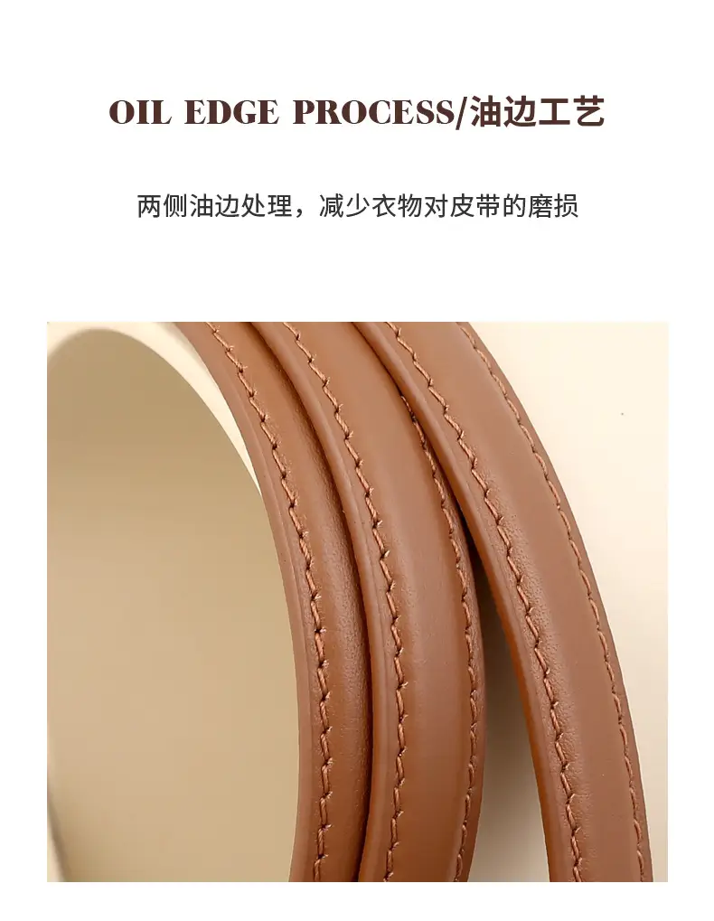 Women Genuine Leather Oval Buckle Belt Brown 2023 — feature 17