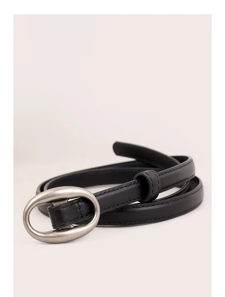 Women Genuine Leather Oval Buckle Belt Brown 2023 — feature 26