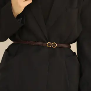 Women Genuine Leather Oval Buckle Belt Brown 2023 — feature 9