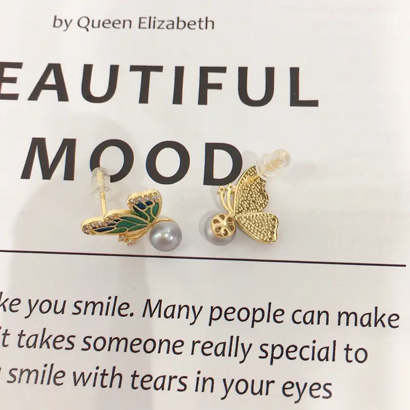 Butterfly Pearl Earrings for Women S925 Sterling Silver — feature 10