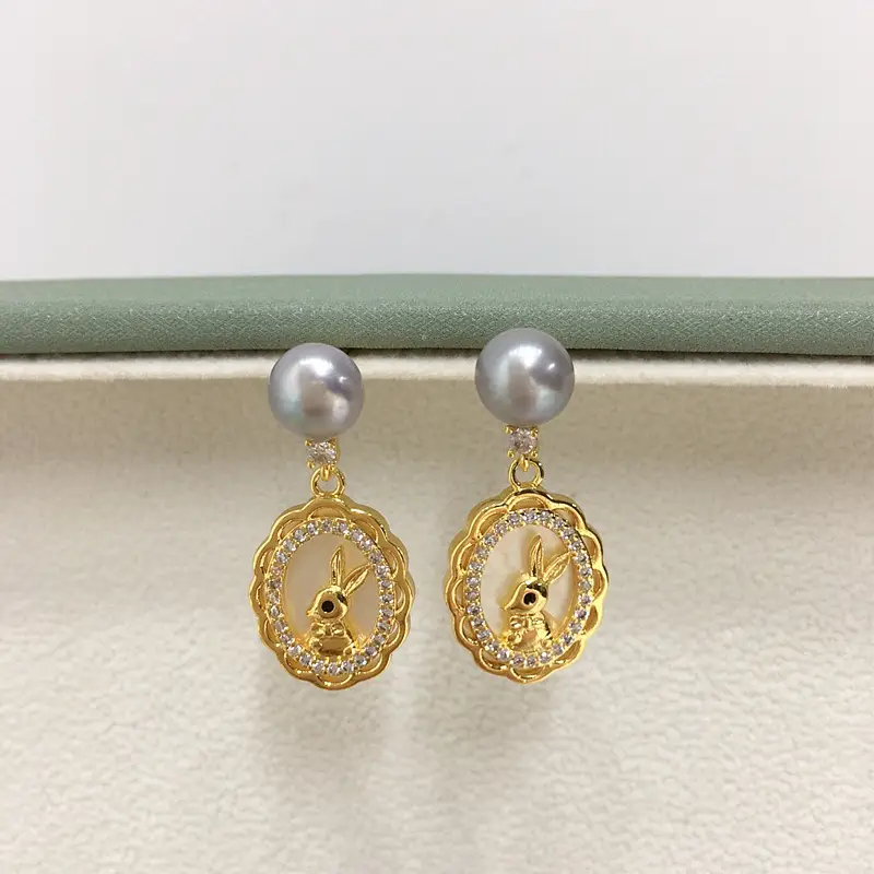 5 Pearl Earrings for Women Gold Plated - Image 4