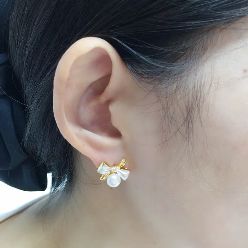 Japanese & Korean Sweet Bow Pearl Earrings Set