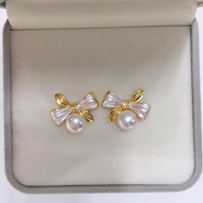 Japanese & Korean Sweet Bow Pearl Earrings Set — feature 10