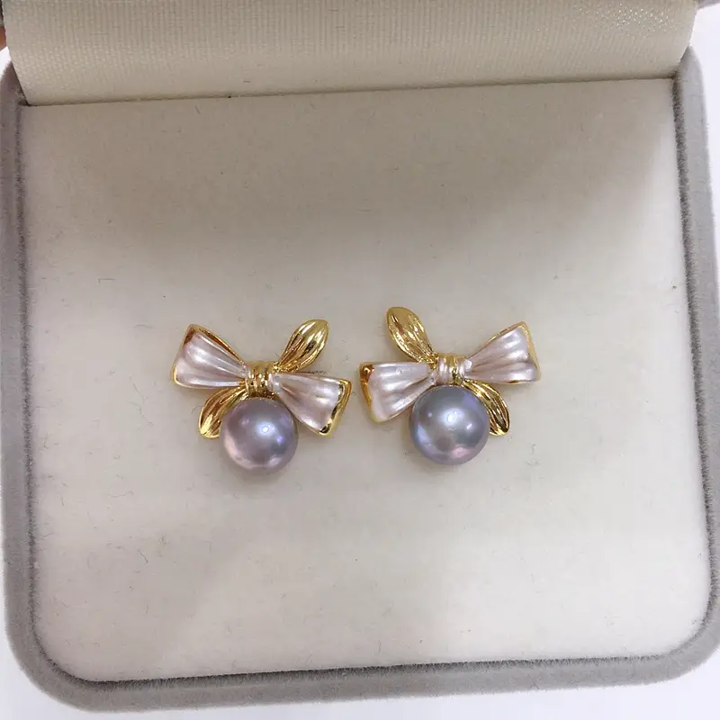 Japanese & Korean Sweet Bow Pearl Earrings Set — feature 11