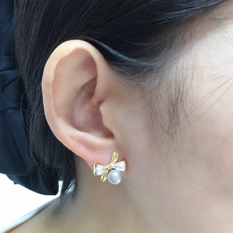 Japanese & Korean Sweet Bow Pearl Earrings Set — feature 13