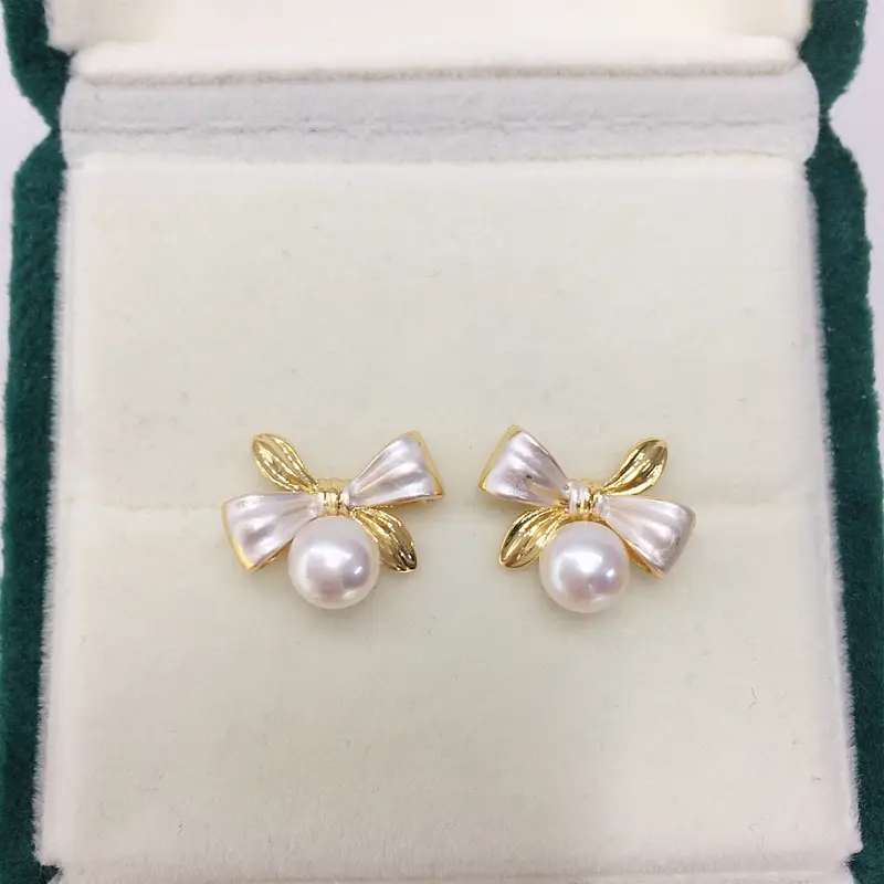 Japanese & Korean Sweet Bow Pearl Earrings Set — feature 8