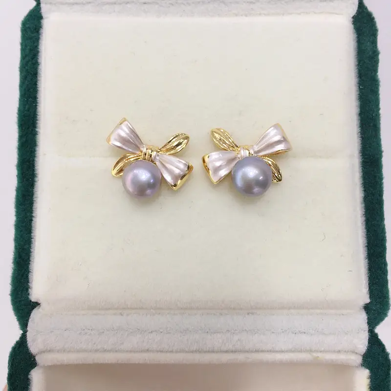Japanese & Korean Sweet Bow Pearl Earrings Set — feature 9