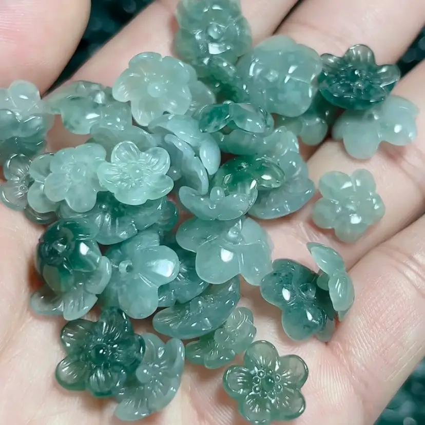 Natural A-Grade Jade Lotus Pendant Set for Women