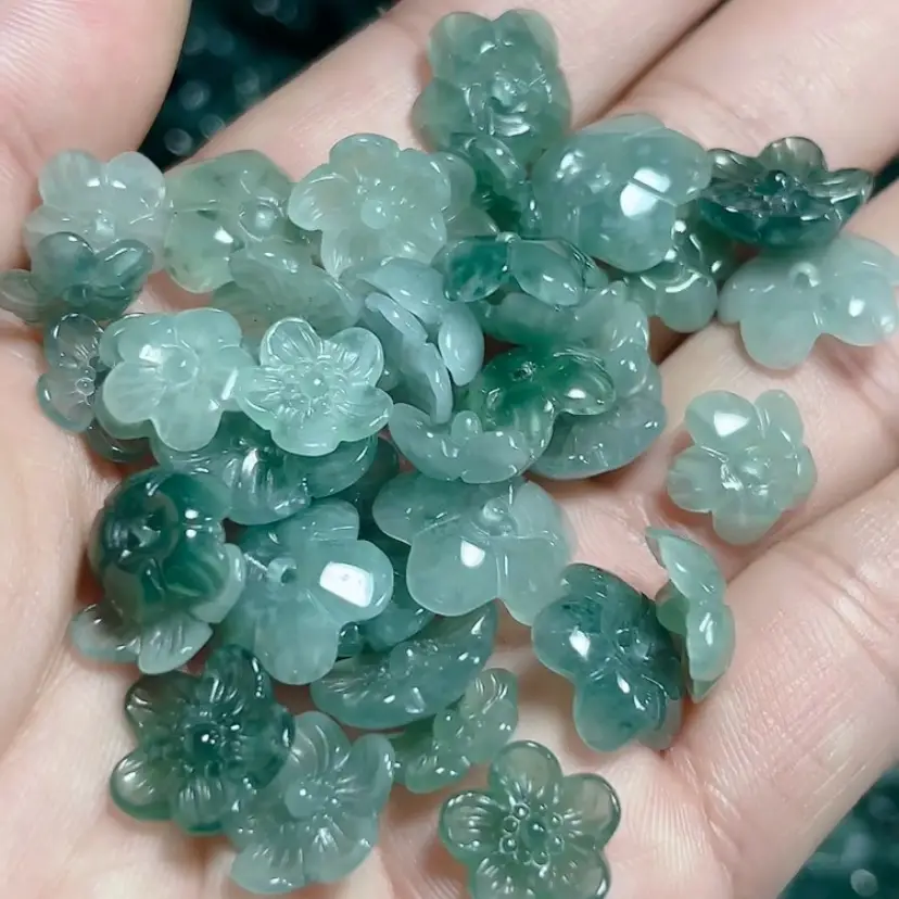 Natural A-Grade Jade Lotus Pendant Set for Women