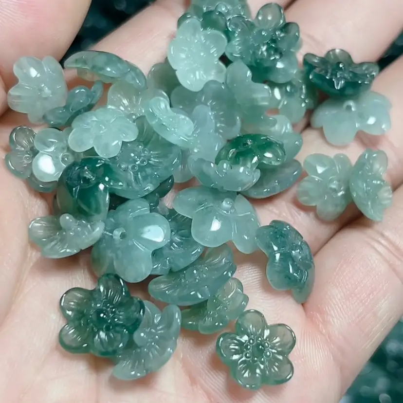Natural A-Grade Jade Lotus Pendant Set for Women