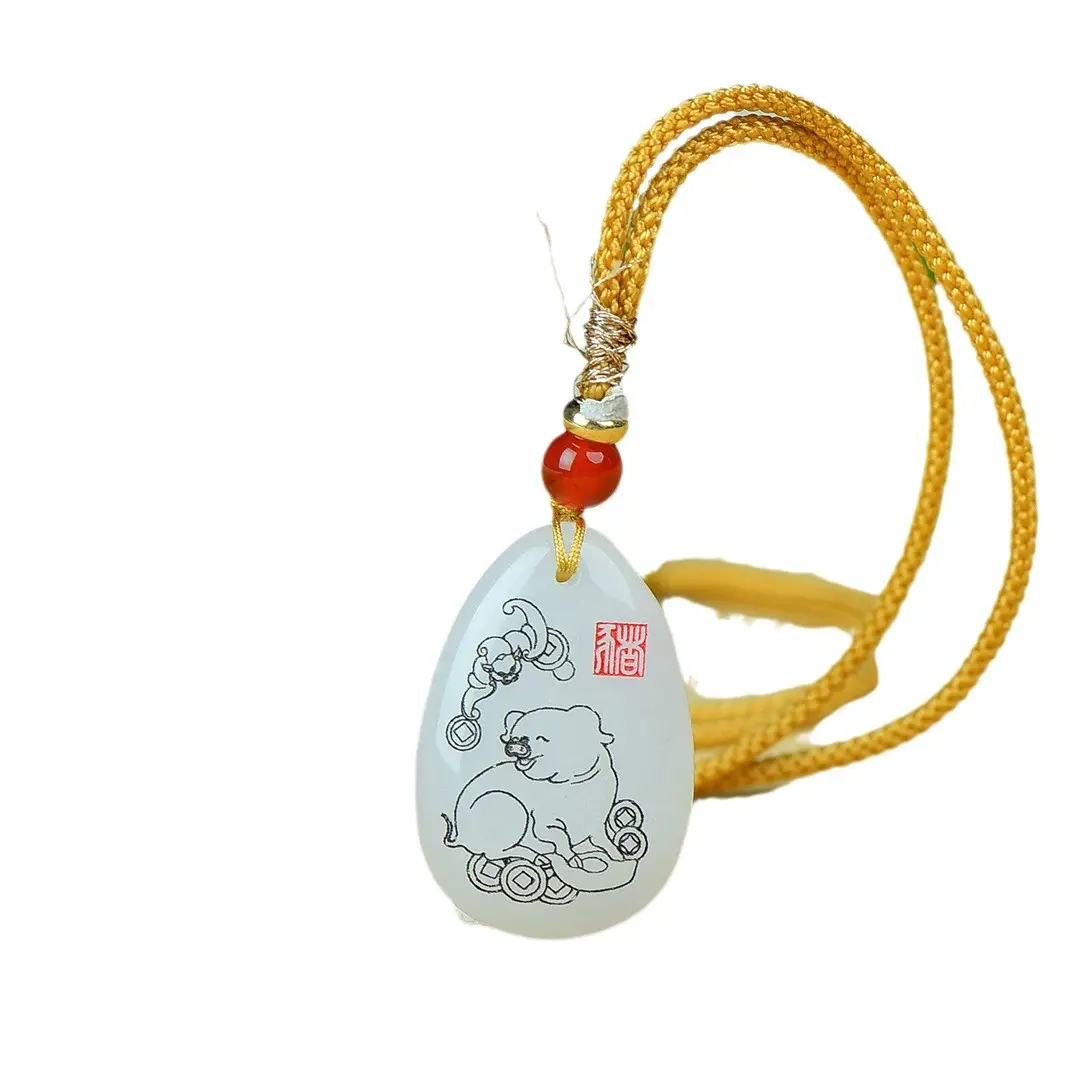 Exquisite Gold & Jade "Rich Pig" Pendant - Image 5