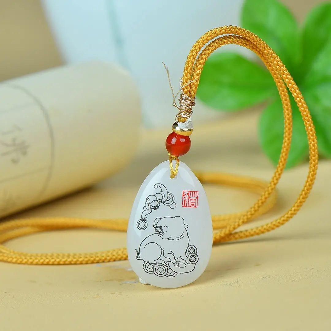 Exquisite Gold & Jade "Rich Pig" Pendant — feature 5
