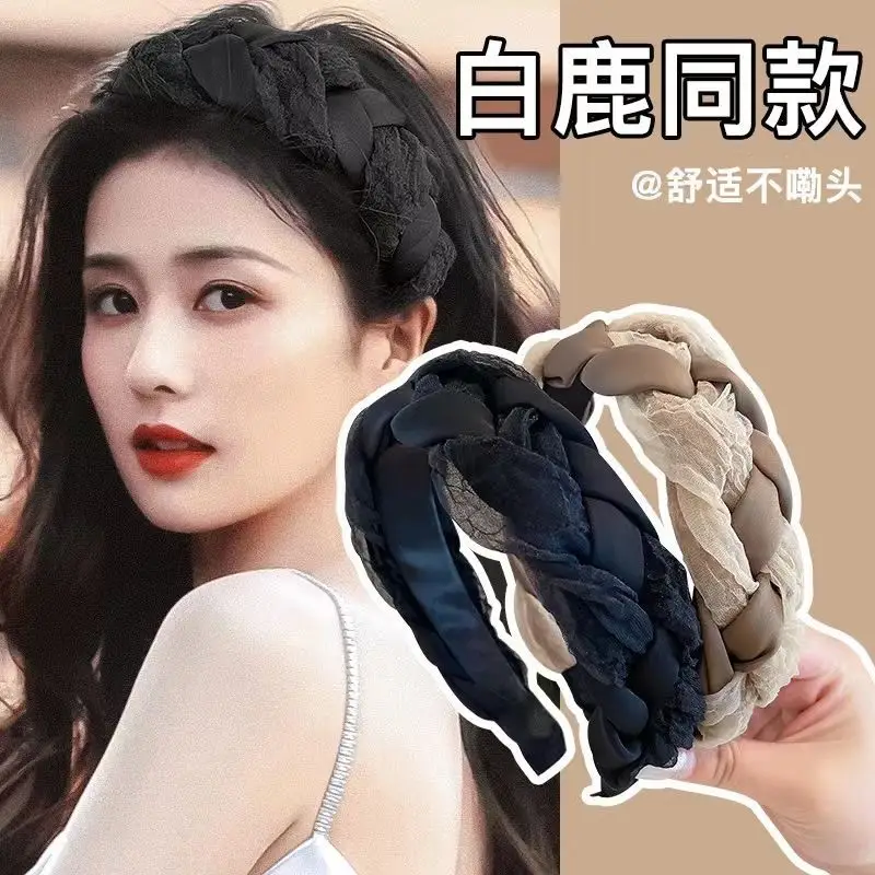 White Deer Style Organza Braid Headband for Women