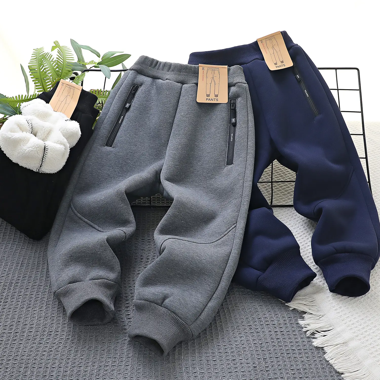 Children's Grey Fleece Winter Pants Middle Size - Image 5