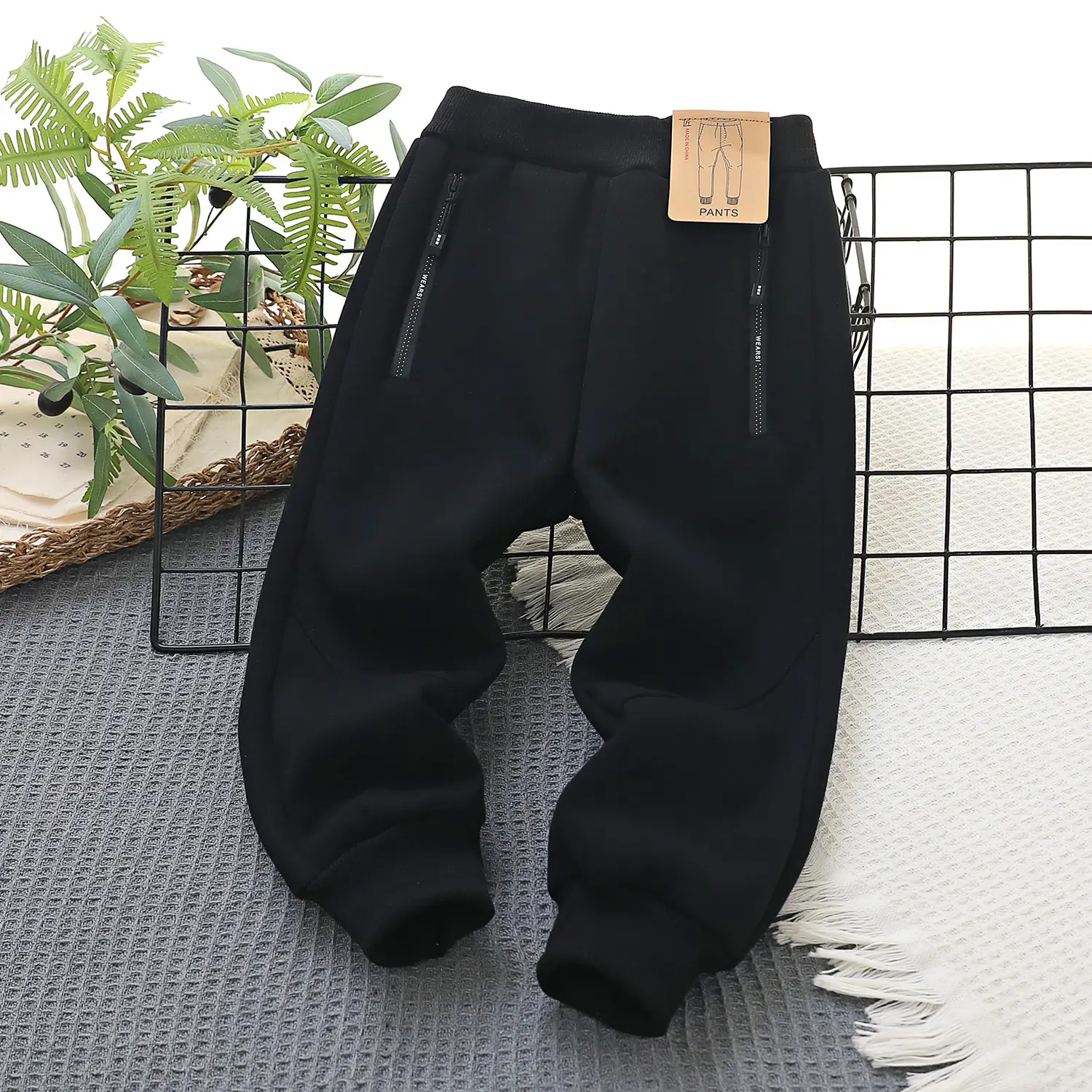 Children's Grey Fleece Winter Pants Middle Size - Image 7