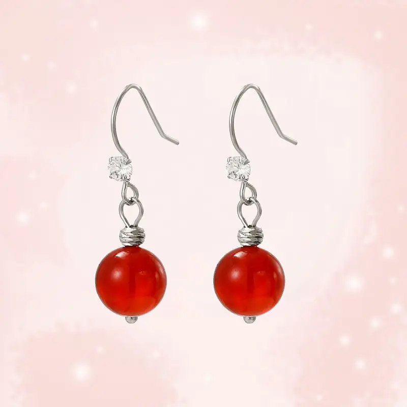 Red Onyx Jade Earrings Women's 2023 New Arrival - Image 3