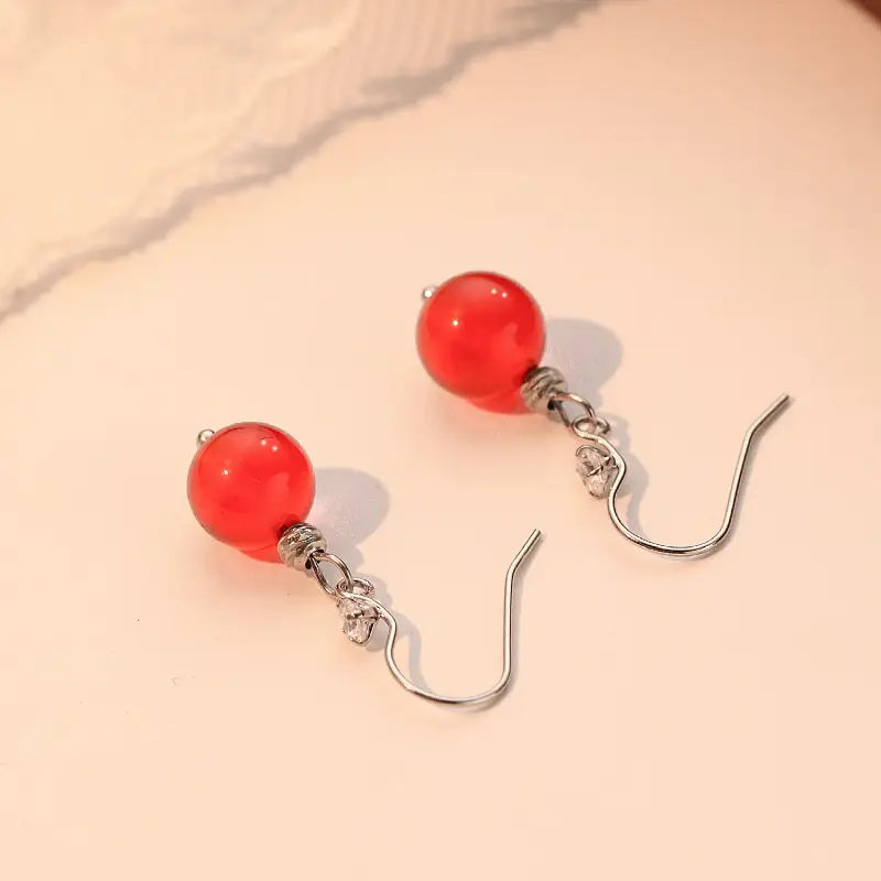 Red Onyx Jade Earrings Women's 2023 New Arrival - Image 5