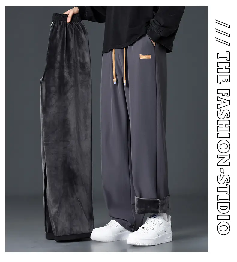 Fleece-Lined Thick Pants for Men, Autumn and Winter Warm Cotton Pants, Straight-Leg Sweatpants, Loose and Versatile, Sports Casual Long Pants — feature 18