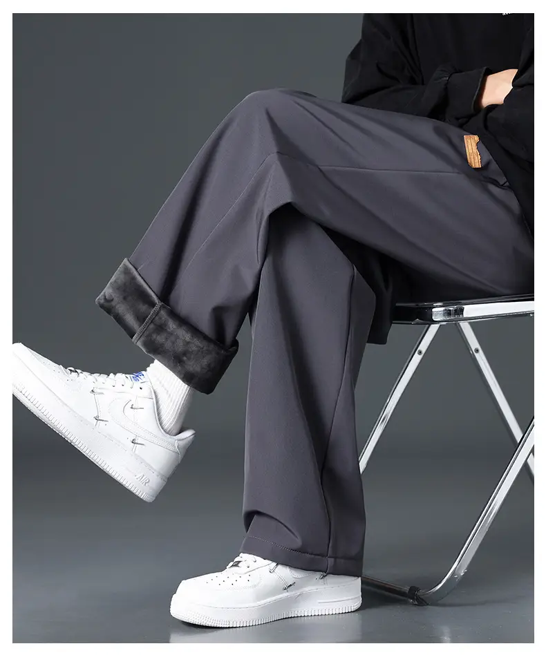 Fleece-Lined Thick Pants for Men, Autumn and Winter Warm Cotton Pants, Straight-Leg Sweatpants, Loose and Versatile, Sports Casual Long Pants — feature 20