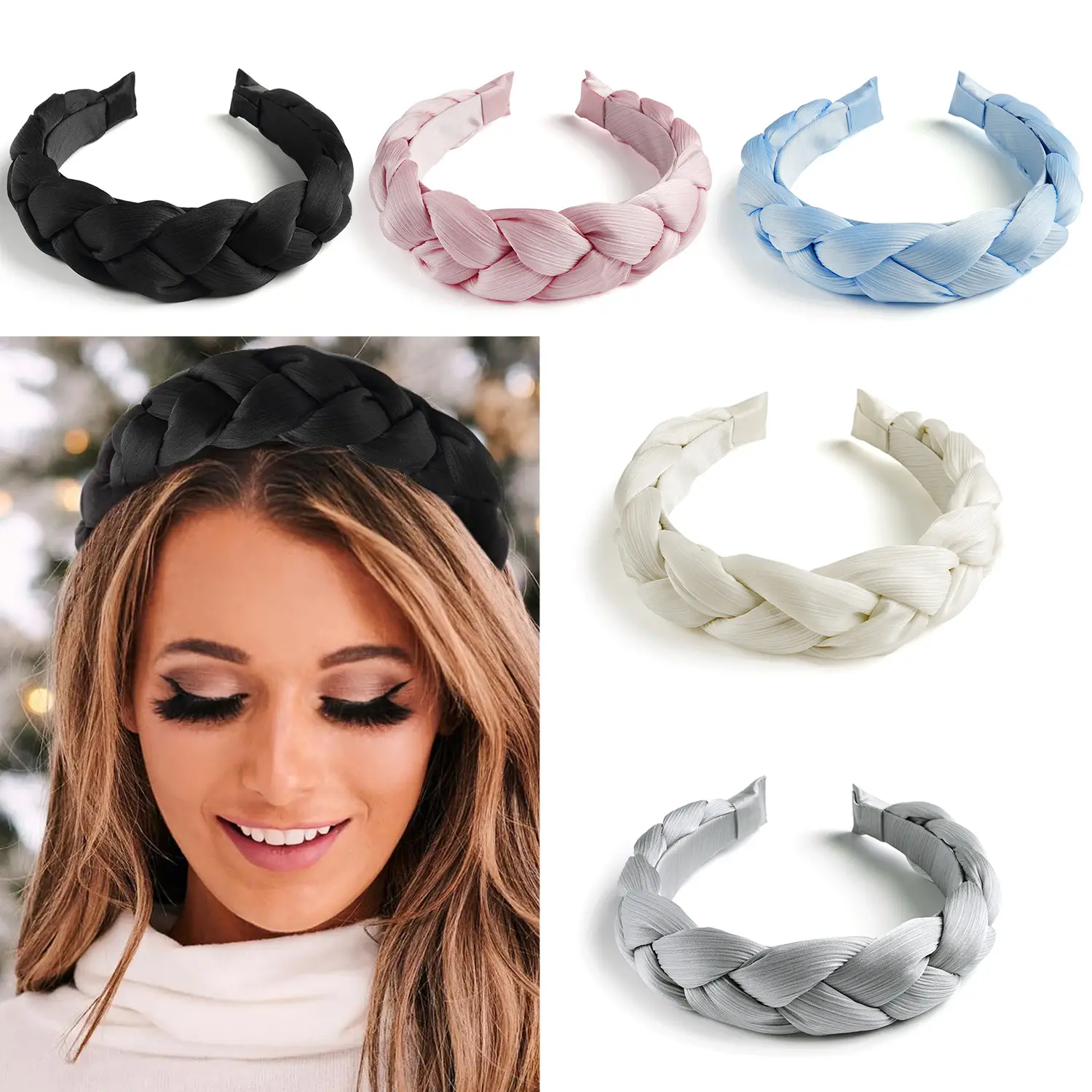 White Knot Woven Braided Headband for Girls - Image 10