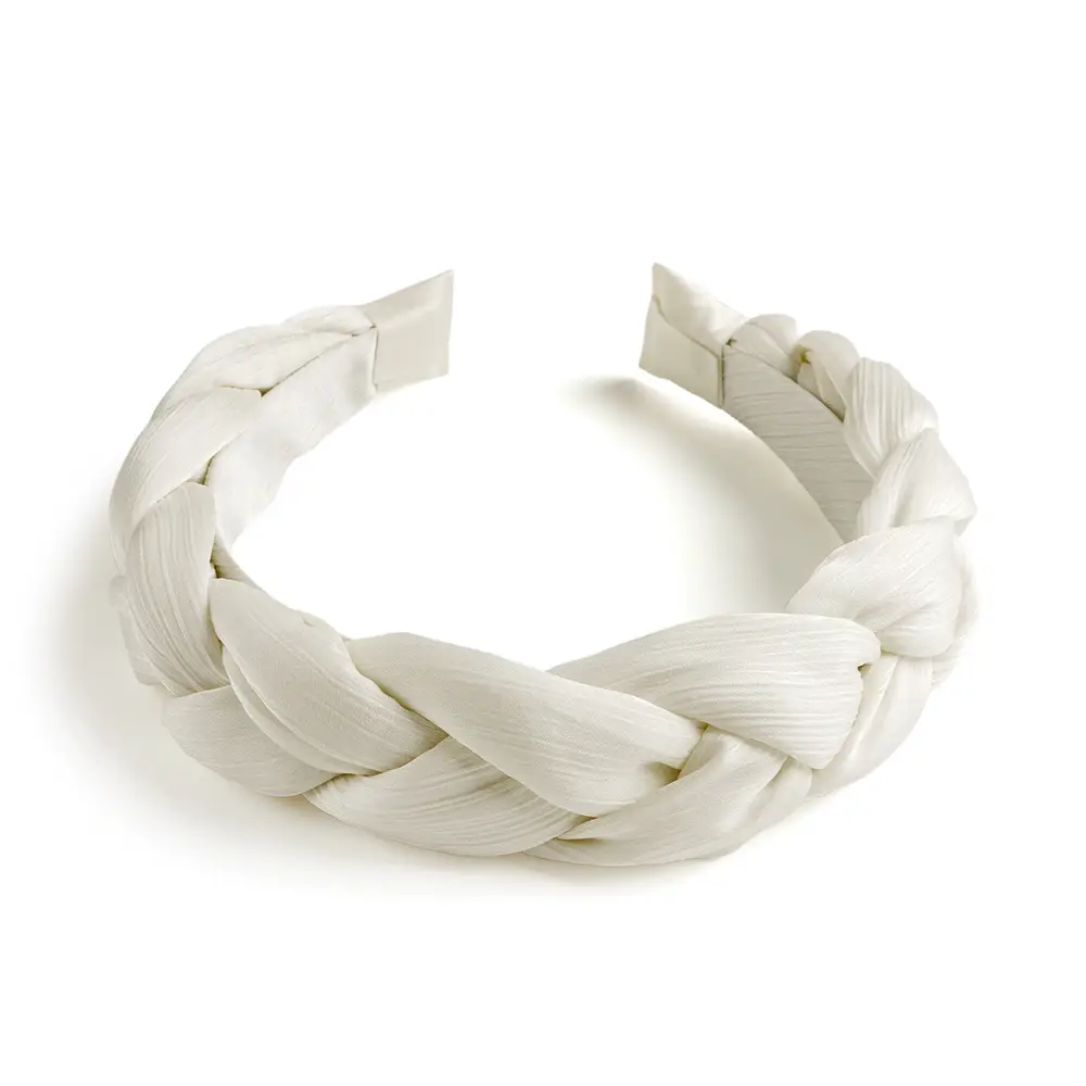 White Knot Woven Braided Headband for Girls - Image 2