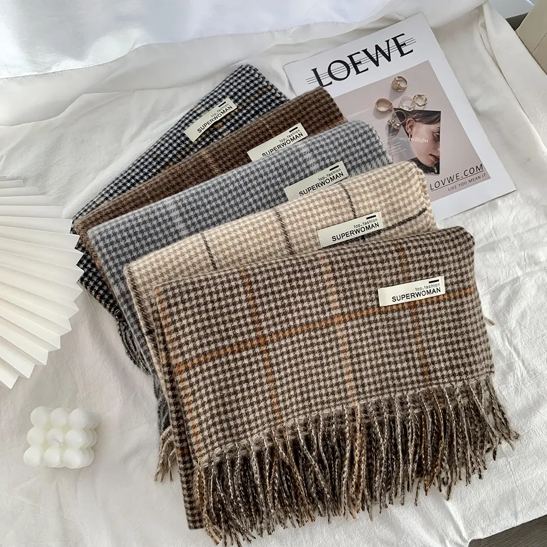 Japanese Houndstooth Scarf Women's New Maillard Style — feature 1