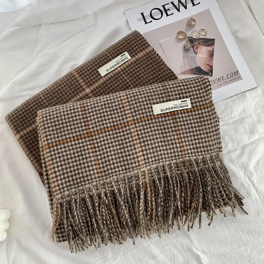 Japanese Houndstooth Scarf Women's New Maillard Style — feature 3