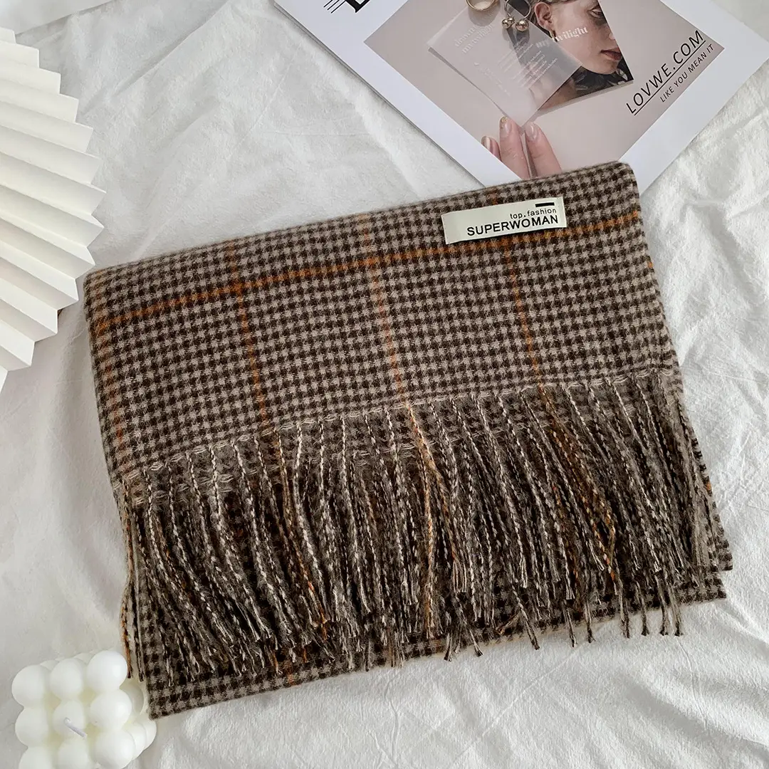 Japanese Houndstooth Scarf Women's New Maillard Style — feature 5
