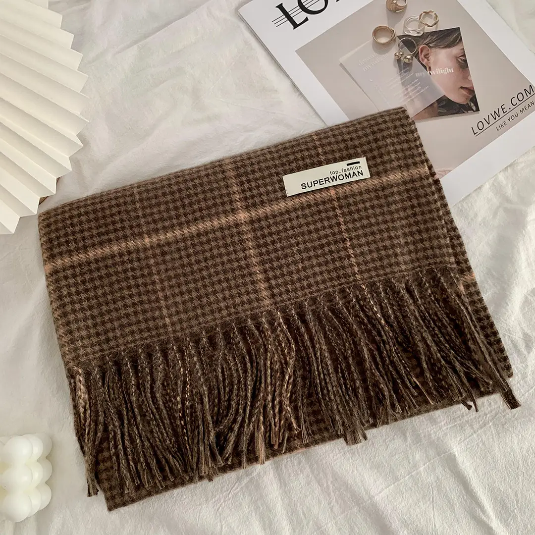 Japanese Houndstooth Scarf Women's New Maillard Style — feature 7