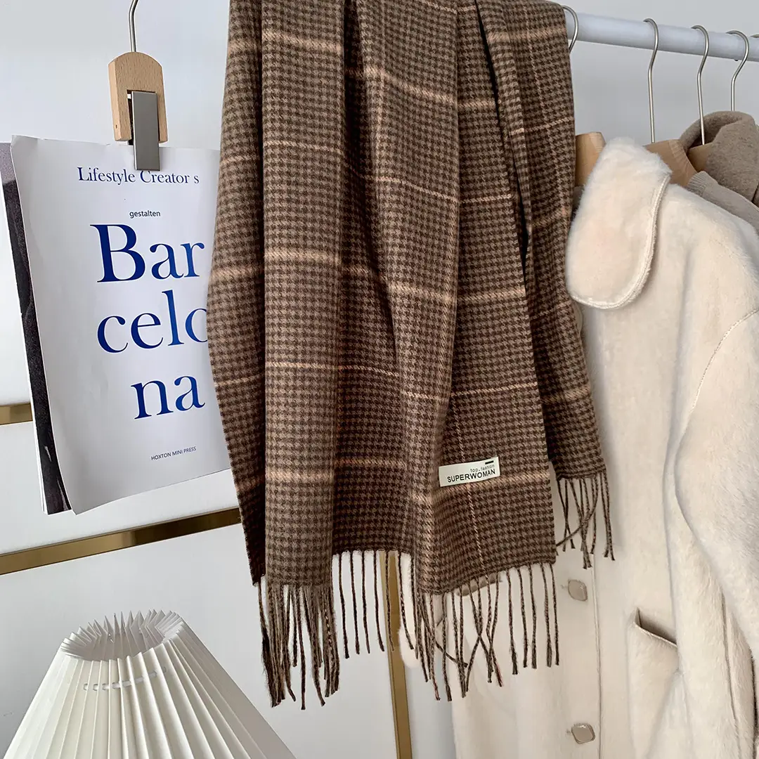 Japanese Houndstooth Scarf Women's New Maillard Style — feature 8
