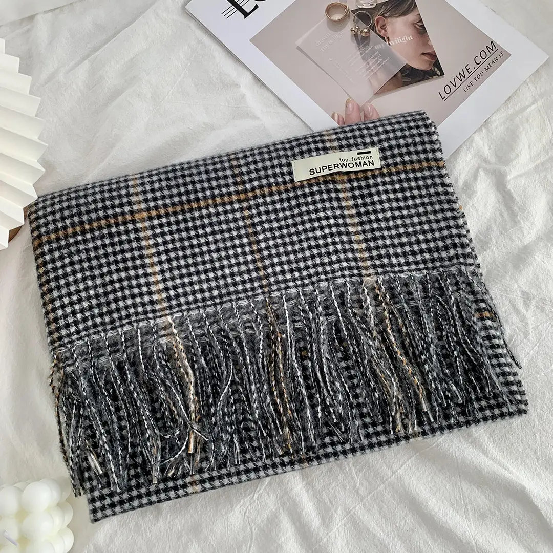 Japanese Houndstooth Scarf Women's New Maillard Style — feature 9