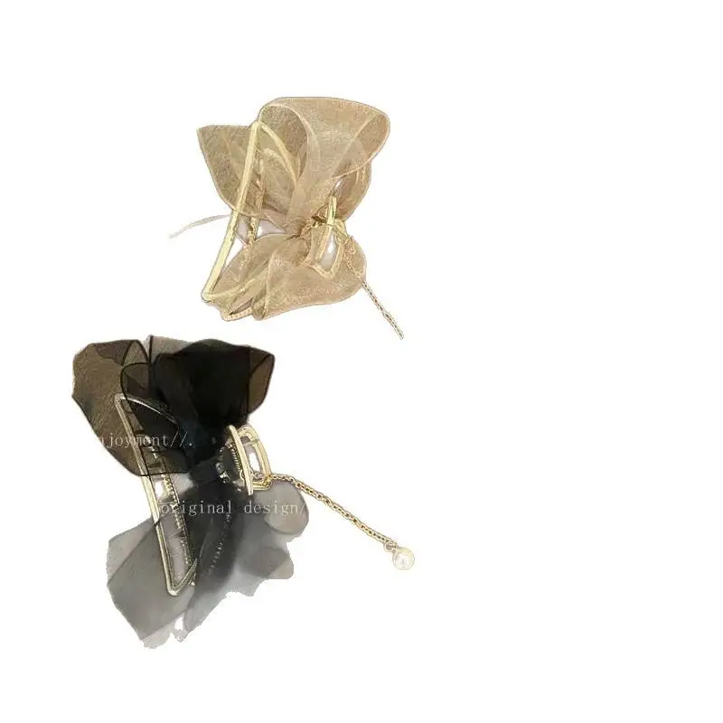 Elegant Korean Fabric Hairpin with Pearl Drop - Image 7