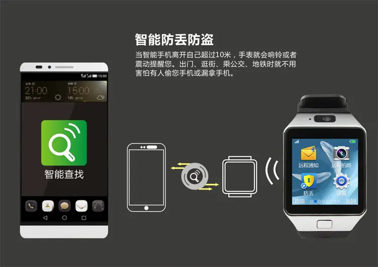 Cross-border foreign trade DZ09 multi-function smart watch can be inserted card to take photos Internet calls phone watch — feature 8
