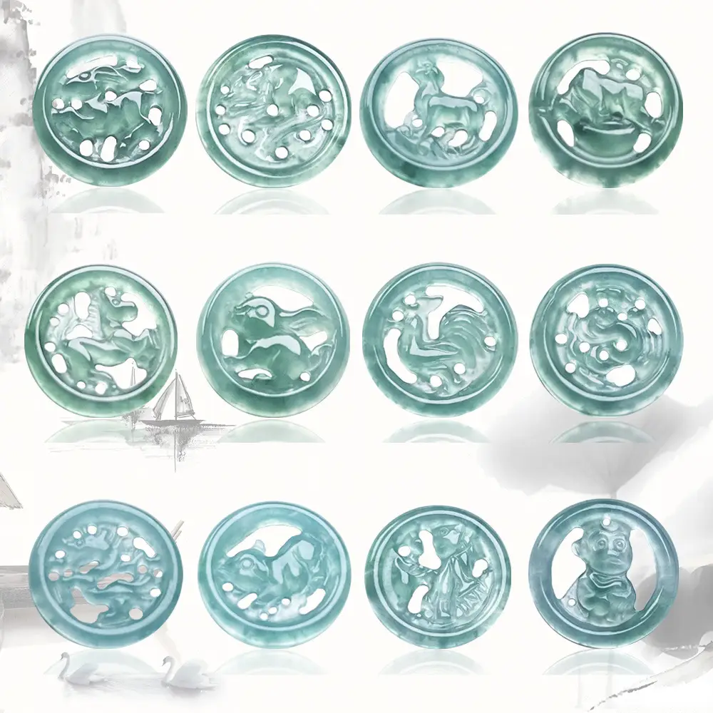 Natural Jade Water Pendant Buttons Green A-Grade Wholesale - Image 18