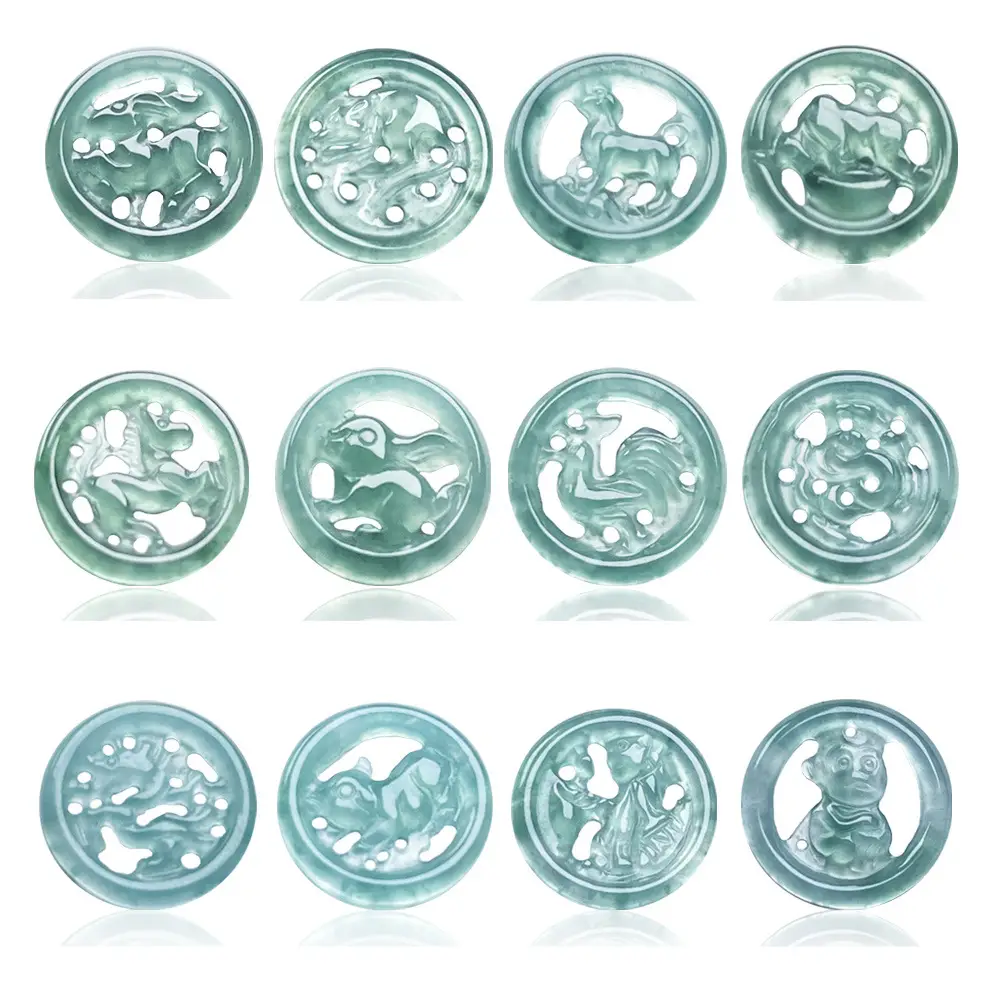 Natural Jade Water Pendant Buttons Green A-Grade Wholesale - Image 20